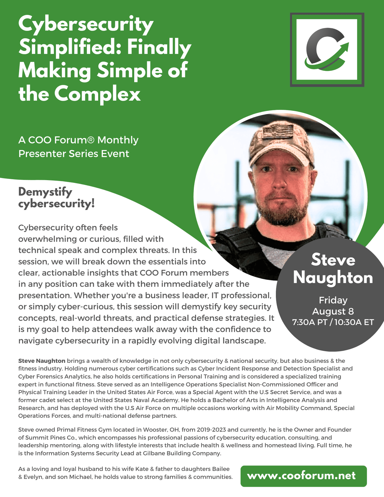COO Forum Upcoming Presenter Series session