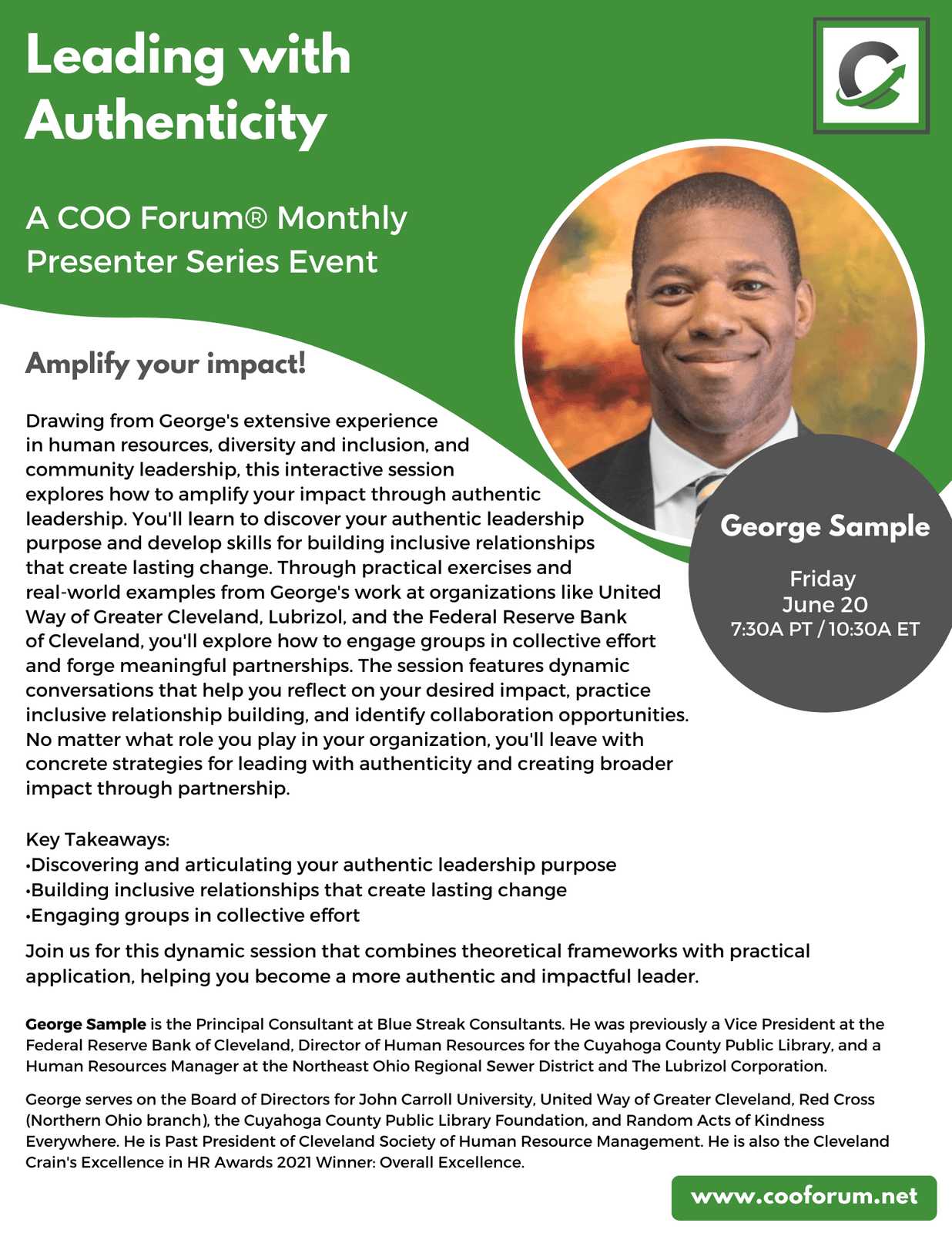 COO Forum Upcoming Presenter Series session