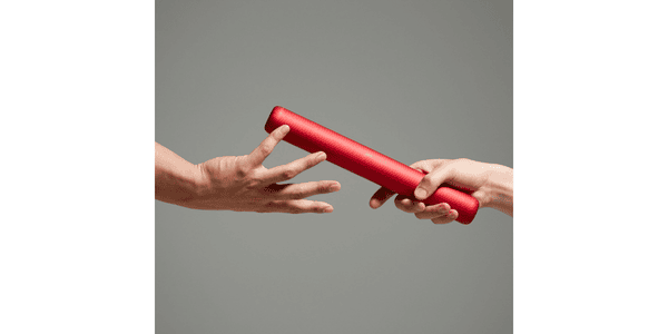 a baton handoff