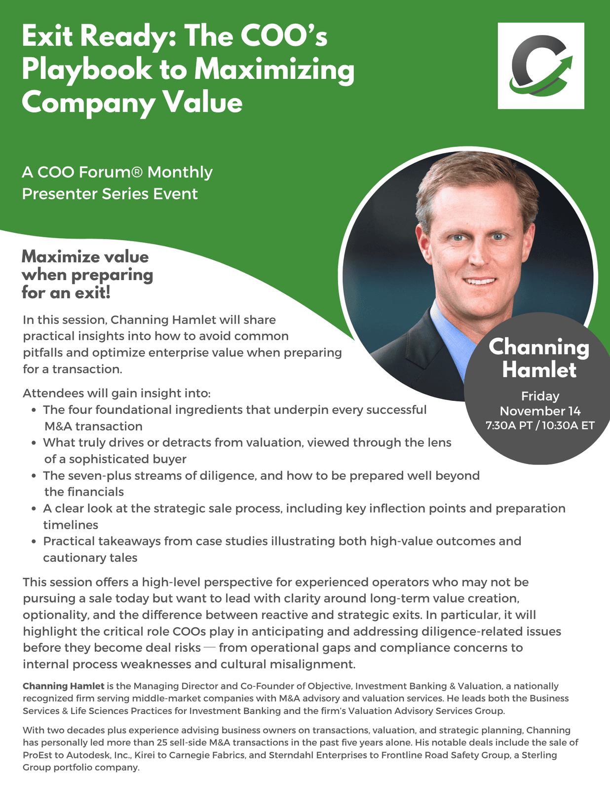 COO Forum Upcoming Presenter Series session