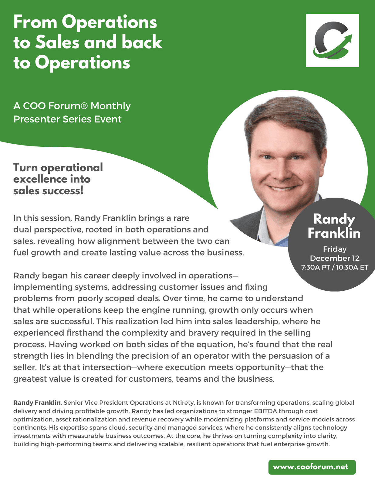 COO Forum Upcoming Presenter Series session