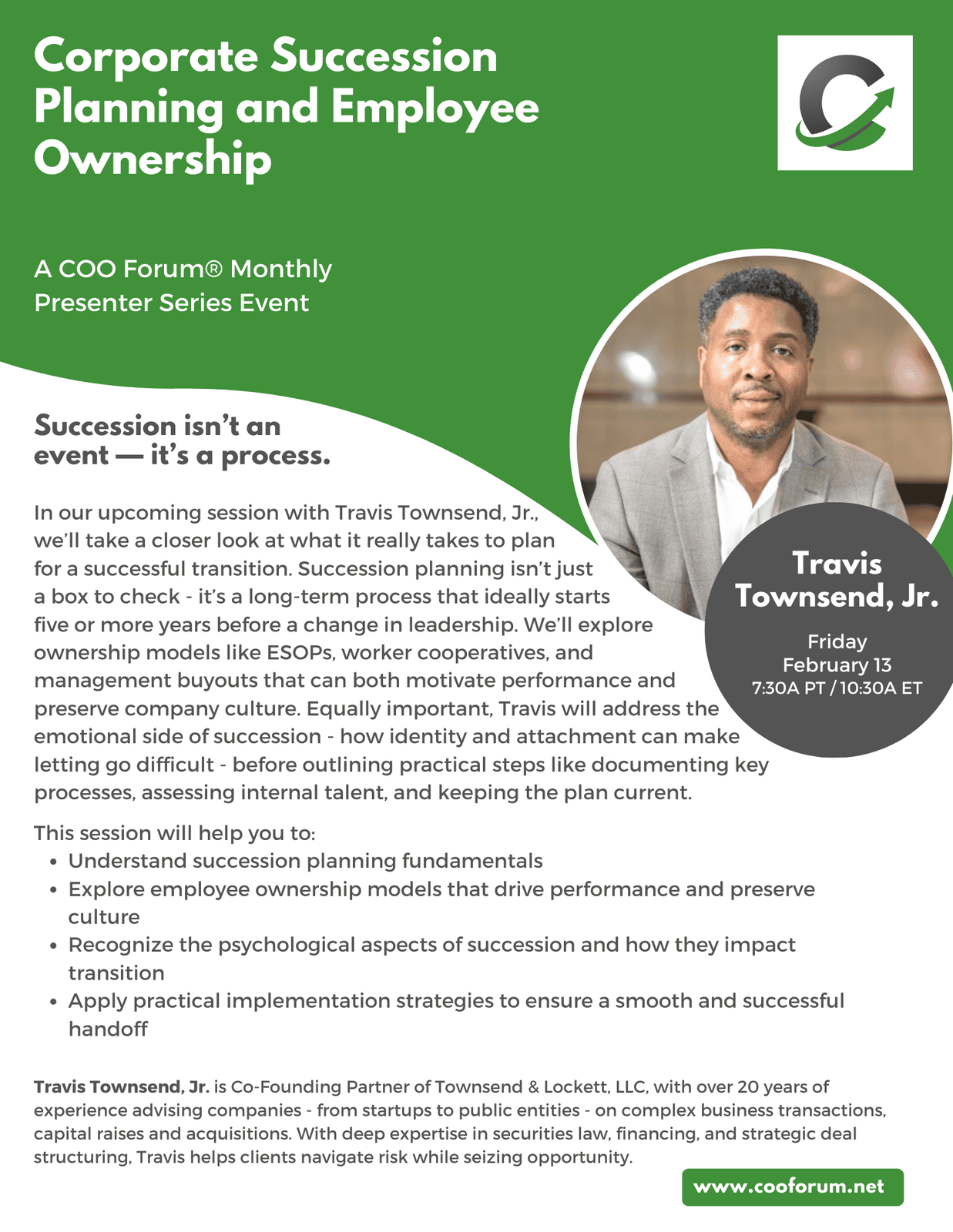 COO Forum Upcoming Presenter Series session